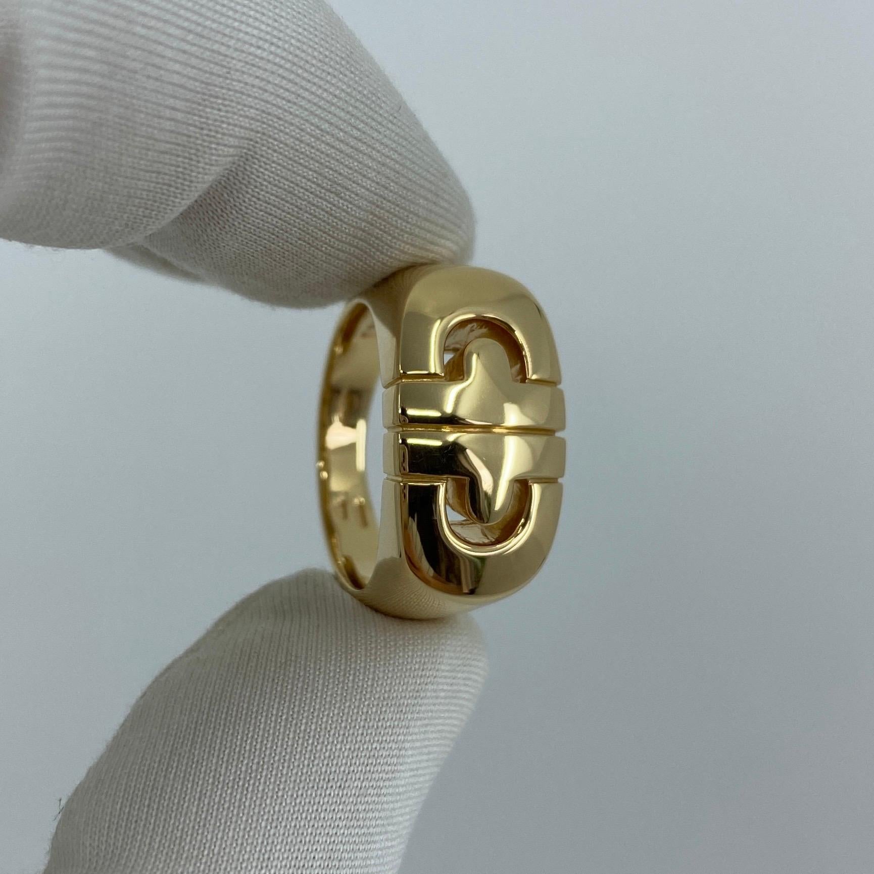 Women's or Men's Vintage Bvlgari Parentesi Tubogas 18k Yellow Gold 'Signet Style' Italian Ring