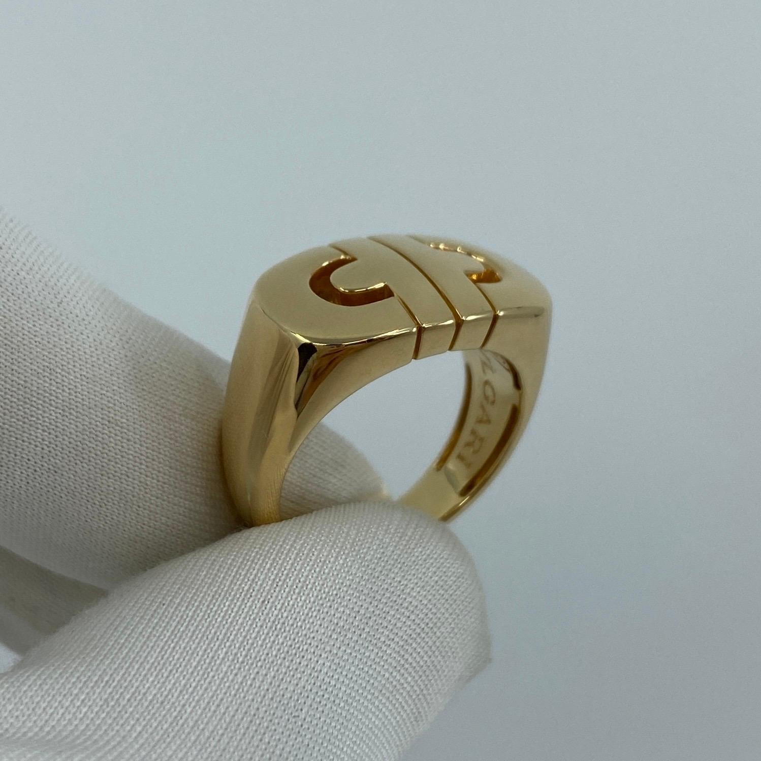 Vintage Bvlgari Parentesi Tubogas 18k Yellow Gold 'Signet Style' Italian Ring 1