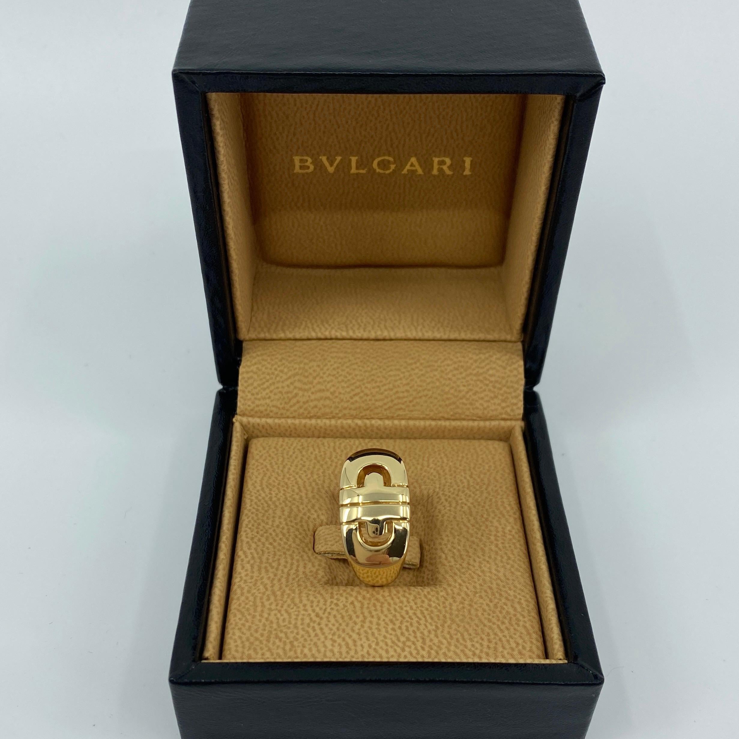 Vintage Bvlgari Parentesi Tubogas 18k Yellow Gold 'Signet Style' Italian Ring 2