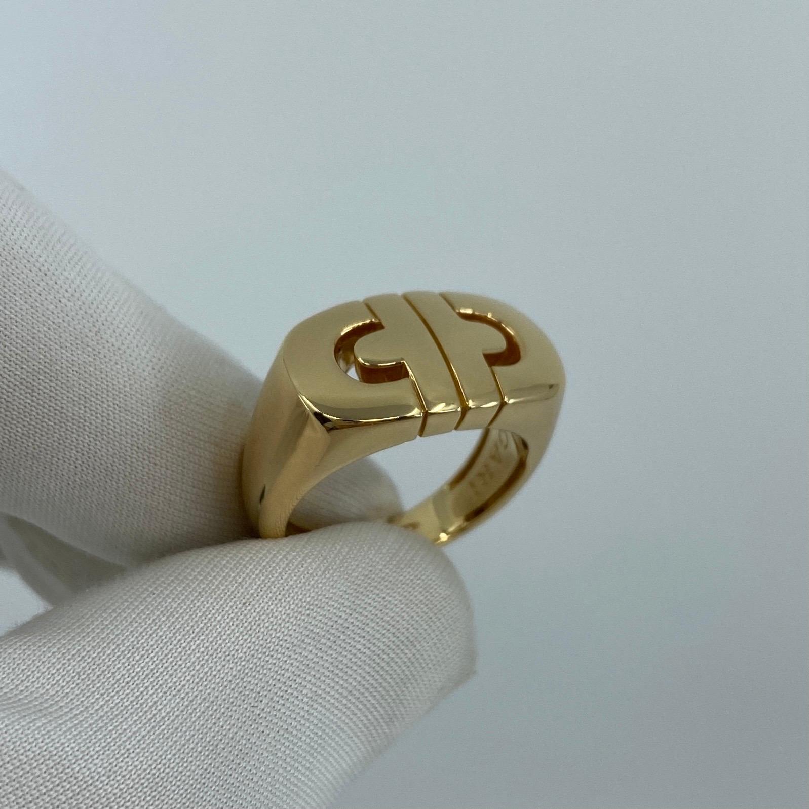Vintage Bvlgari Parentesi Tubogas 18k Yellow Gold 'Signet Style' Italian Ring 3