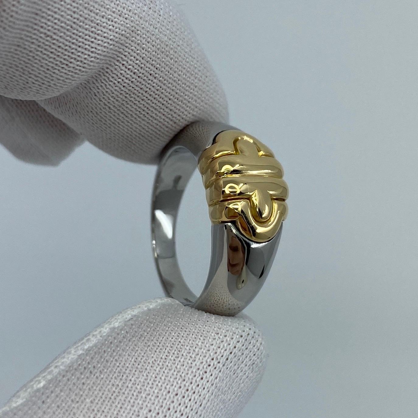 Vintage Bvlgari Parentesi Tubogas 18k Yellow Gold & Steel 'Signet Style' Ring For Sale 7