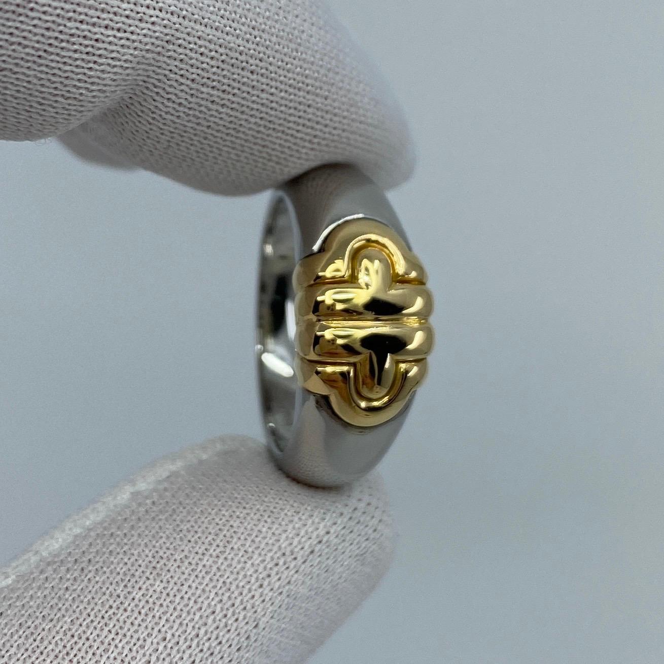 Rare Vintage Bvlgari Parentesi 'Signet Style' Italian Made Ring.

A beautiful vintage 18k yellow gold & steel ring with iconic Bvlgari Parentesi design.

Ring size: UK L1/2 - US 6.25 - EU 52
Ring sizing is possible.

This ring has been