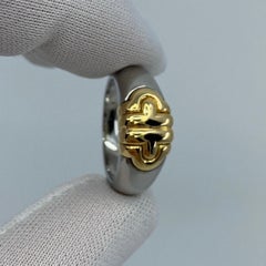 Bvlgari Parentesi Tubogas 18k Gelbgold & Stahl 'Signet Style' Ring