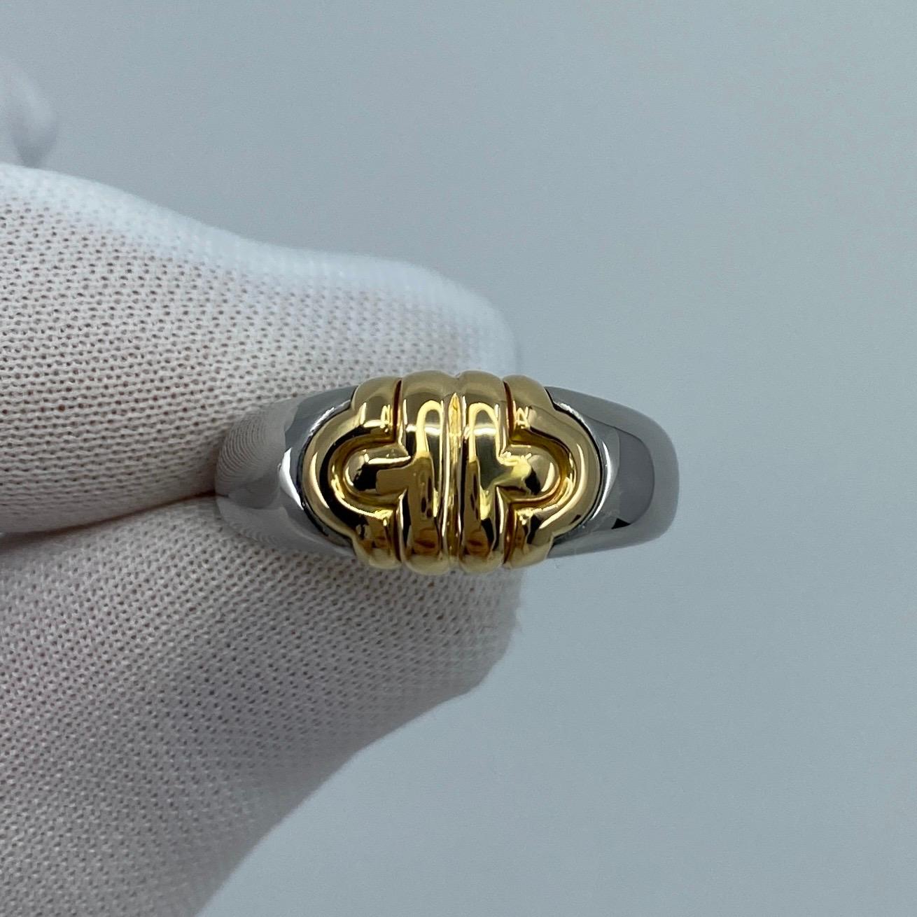 Vintage Bvlgari Parentesi Tubogas 18k Yellow Gold & Steel 'Signet Style' Ring For Sale 3