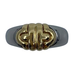 Anillo vintage Bvlgari Parentesi Tubogas de oro amarillo de 18k y acero 'Signet Style