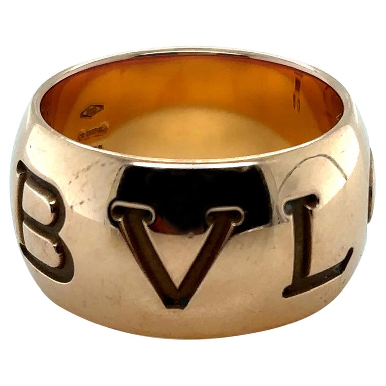 Vintage Bvlgari Rose Gold Monologo Ring For Sale at 1stDibs
