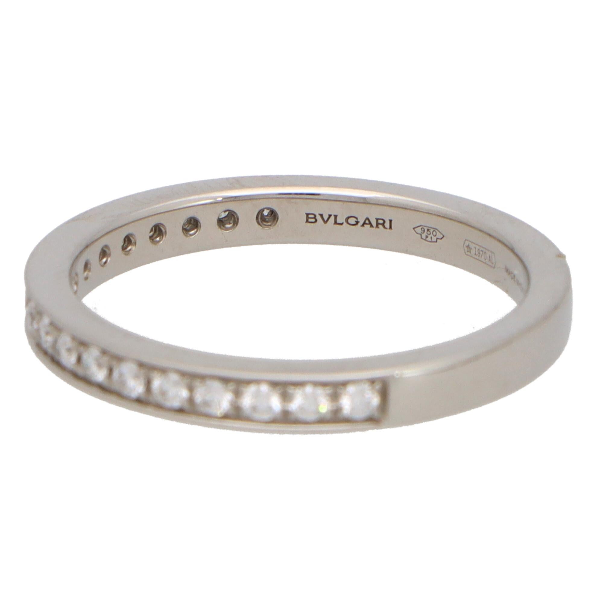 Modern Vintage Bvlgari Round Brilliant Cut Diamond Half Eternity Ring in Platinum For Sale
