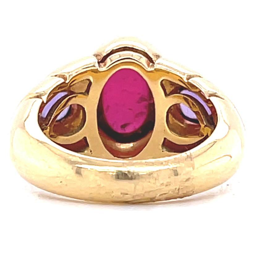 Vintage Bvlgari Ruby Amethyst Gold Ring In Excellent Condition In Beverly Hills, CA
