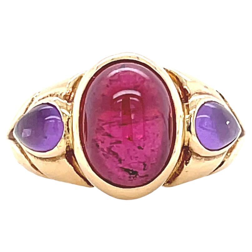 Vintage Bvlgari Ruby Amethyst Gold Ring