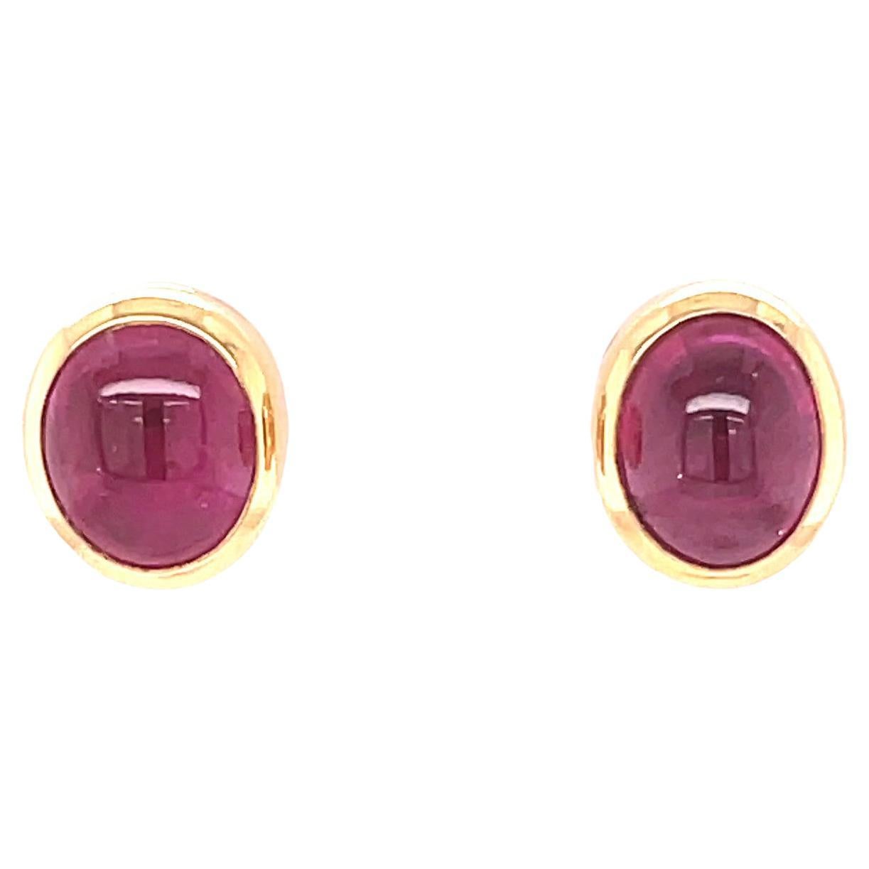 Vintage Bvlgari Ruby Gold Stud Earrings