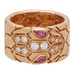 Bvlgari Serpenti Seduttori, bague vintage en or rose, rubellite et diamants