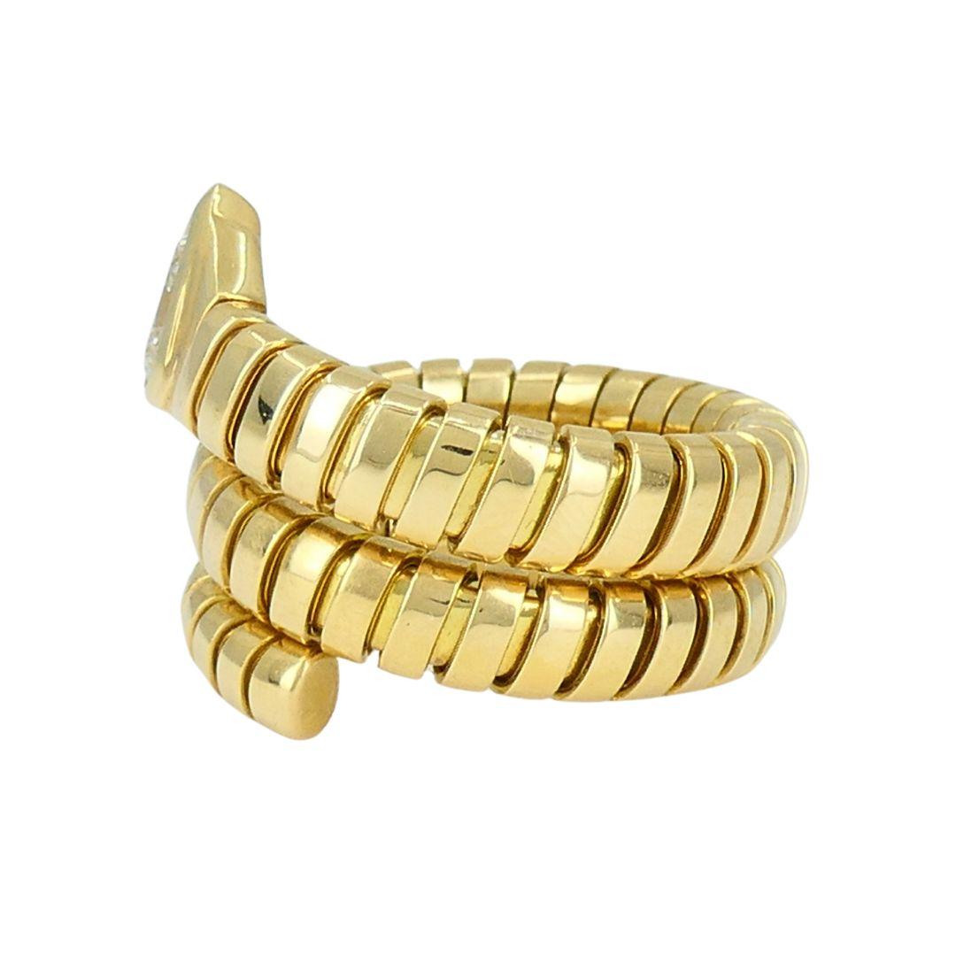 Women's or Men's Vintage Bvlgari Serpenti Tubogas 18k Gold Diamond Bulgari Ring