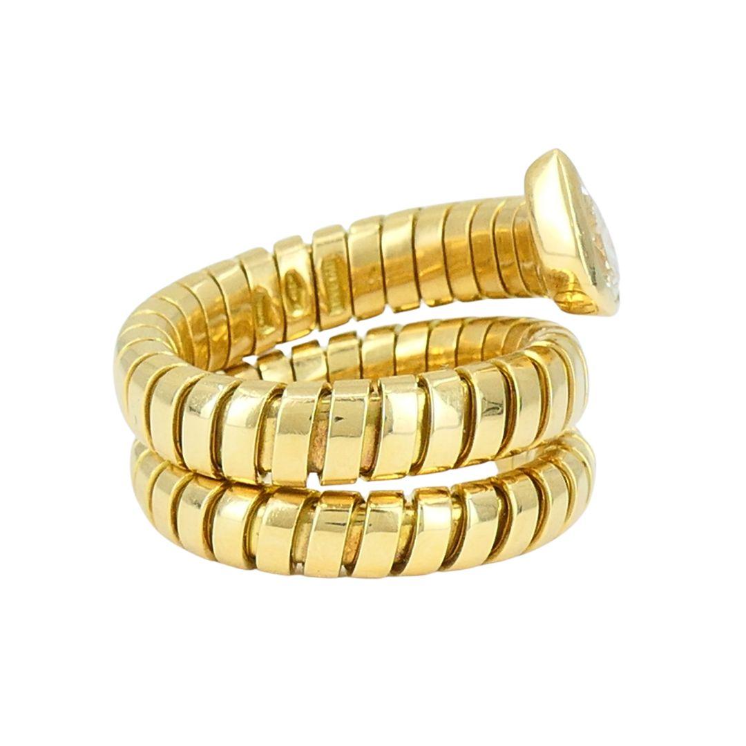 Vintage Bvlgari Serpenti Tubogas 18k Gold Diamond Bulgari Ring 2