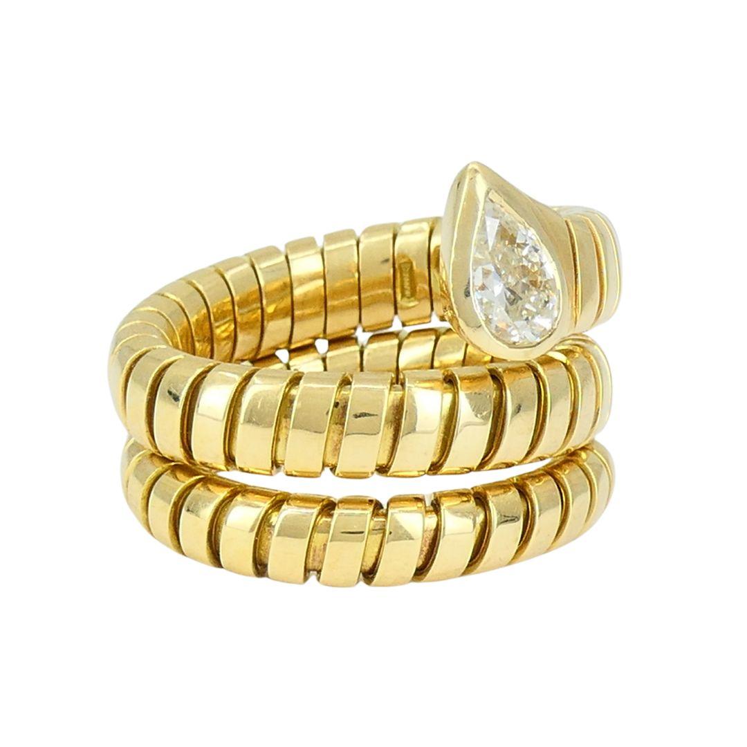 Vintage Bvlgari Serpenti Tubogas 18k Gold Diamond Bulgari Ring 3