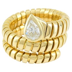 Vintage Bvlgari Serpenti Tubogas 18k Gold Diamond Bulgari Ring