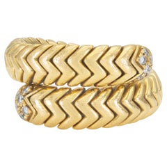 Vintage Bvlgari Spiga Bypass Ring avec diamants