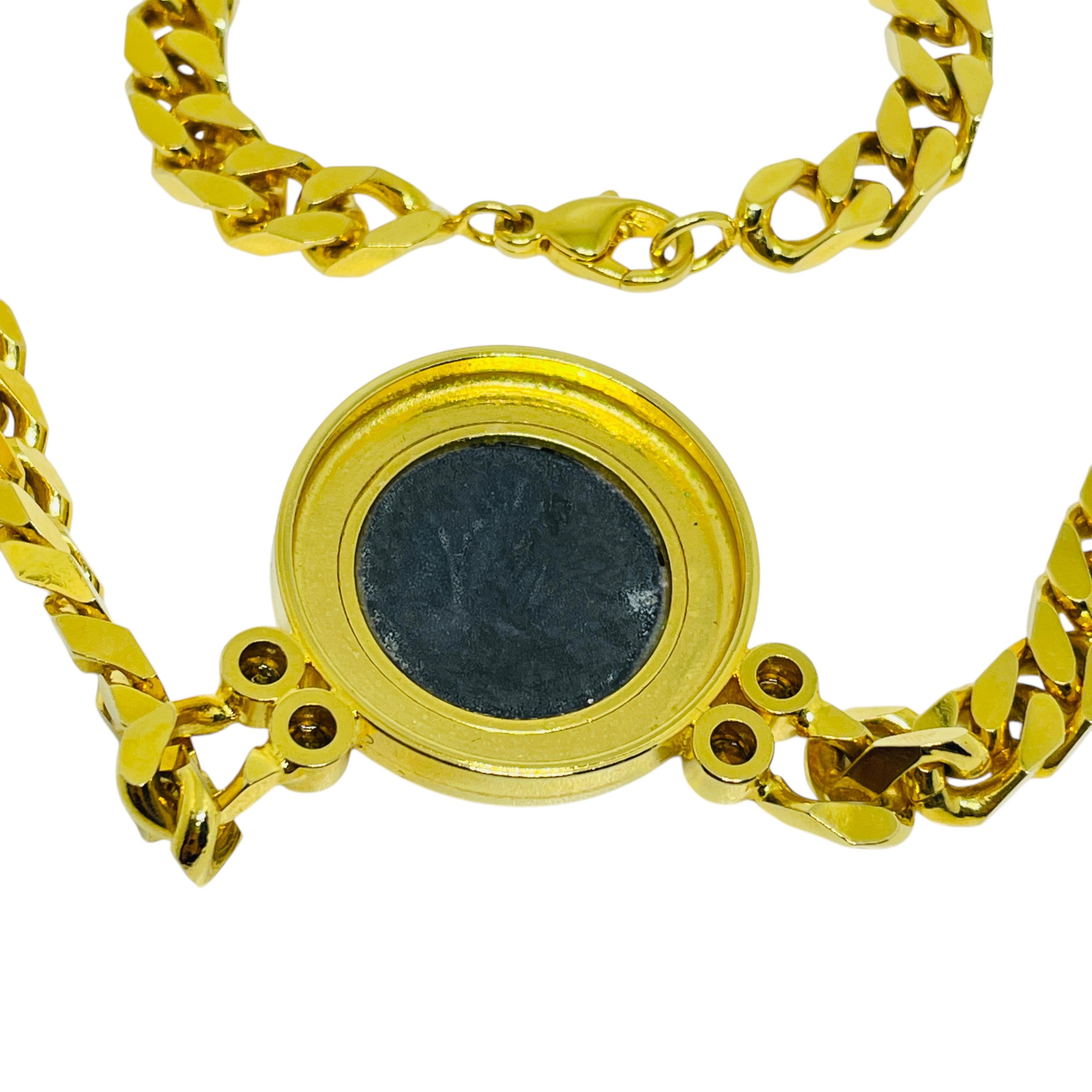Vintage Bvlgari Stil Gold Ton Silber faux antike Münze Designer Kette Halskette im Zustand „Gut“ in Palos Hills, IL