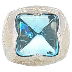 Vintage BVLGARI Sugarloaf Blue Topaz 18K Ring
