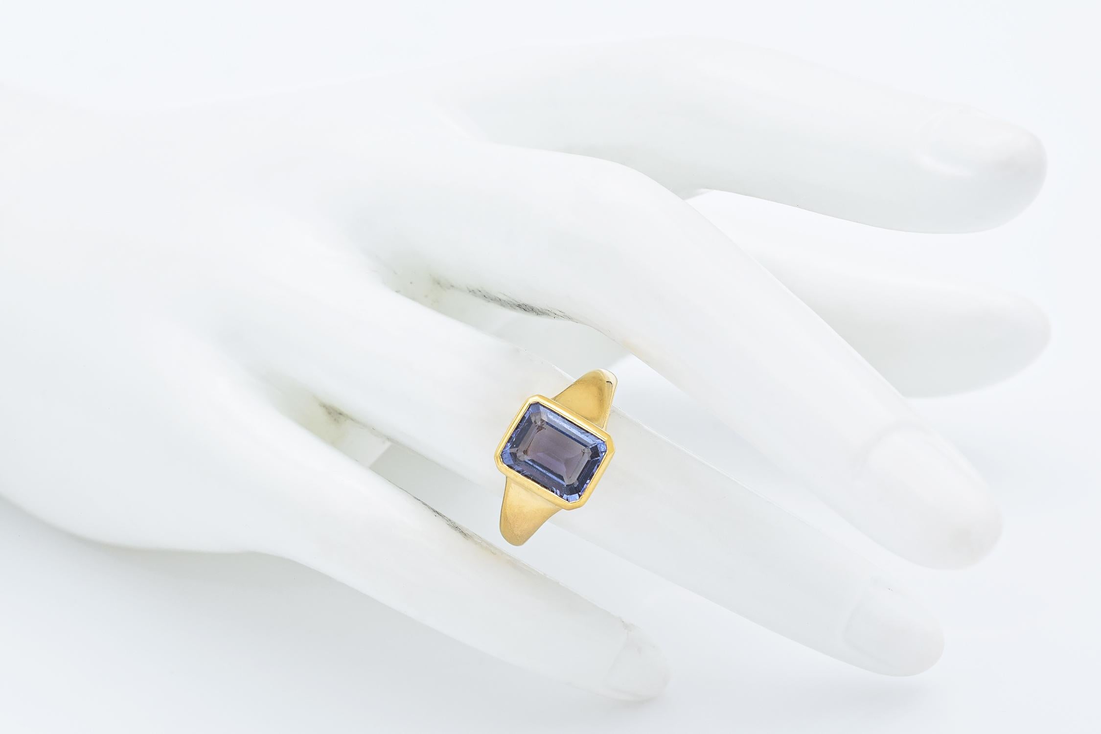Women's Vintage Bvlgari Tanzanite Yellow Gold Band Ring with Pouch Size 5.25