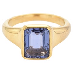 Vintage Bvlgari Tanzanite Yellow Gold Band Ring with Pouch Size 5.25