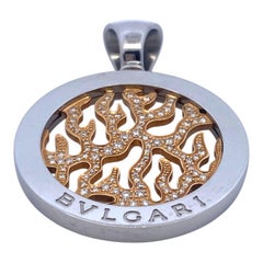 Vintage Bvlgari Tondo Fire Diamond 18K Stainless Pendentif