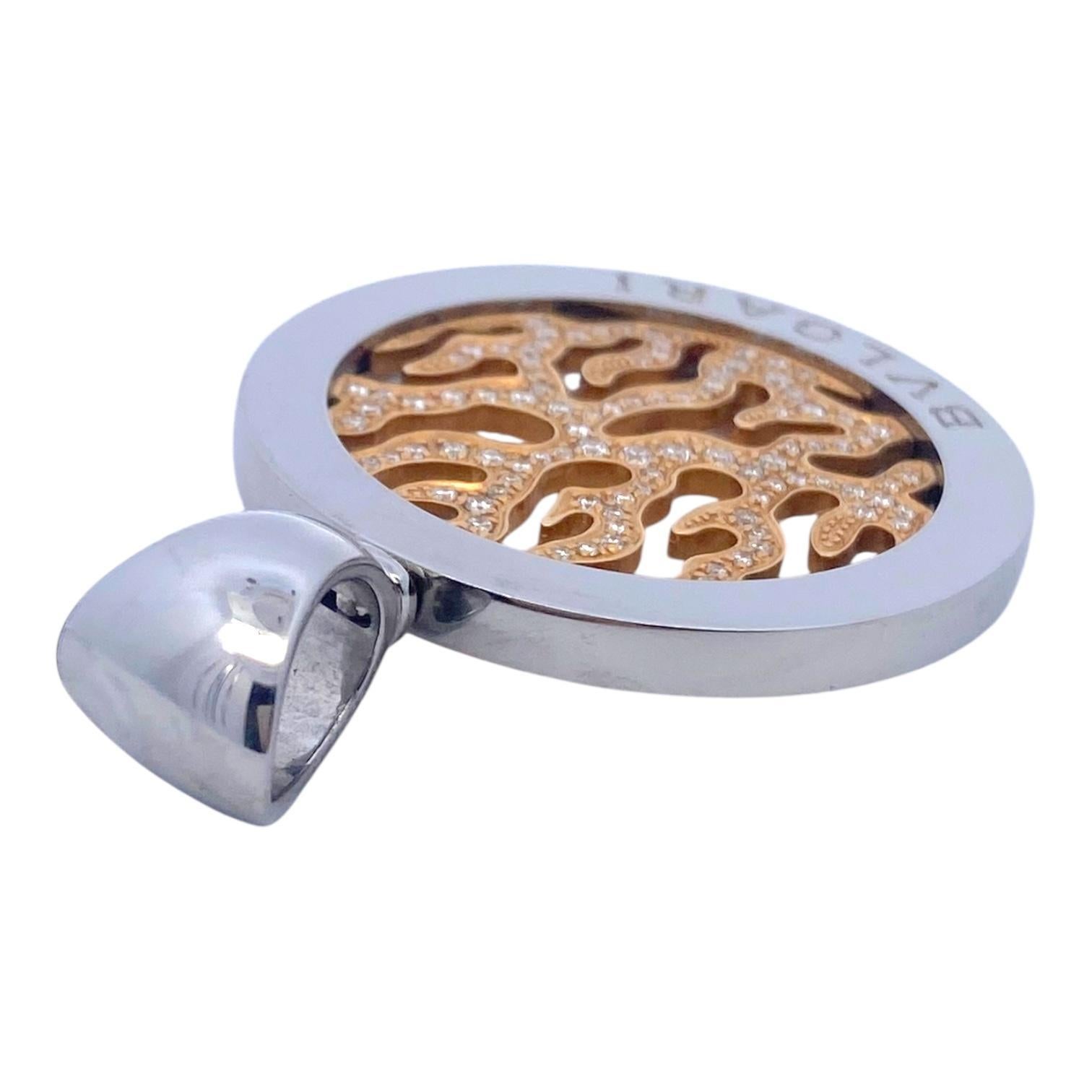 Vintage Bvlgari Tondo Feuer Diamant 18K Edelstahl Anhänger für Damen oder Herren