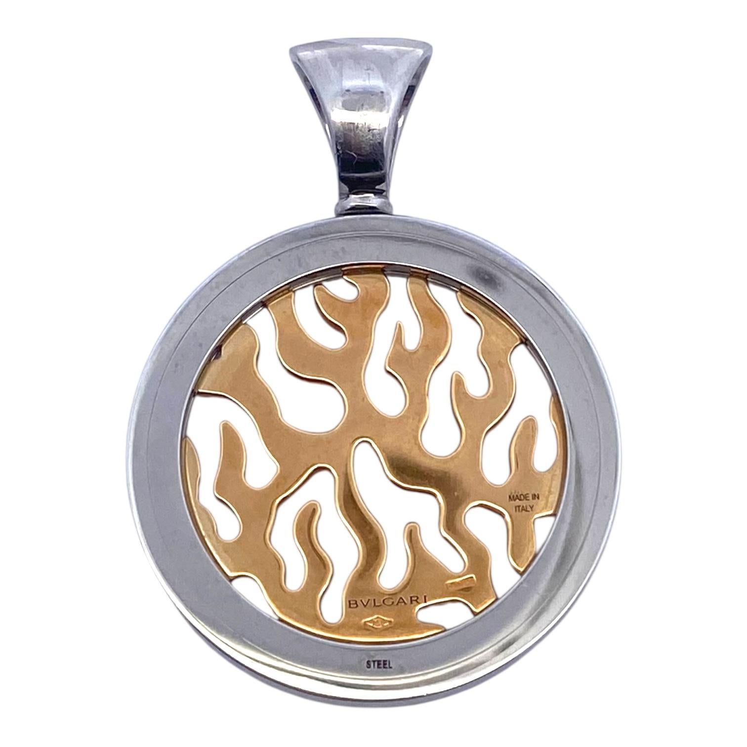 Vintage Bvlgari Tondo Feuer Diamant 18K Edelstahl Anhänger 1