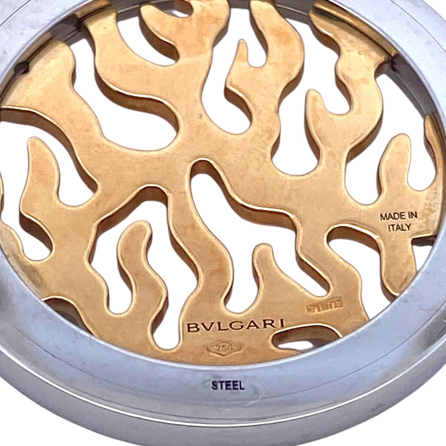 Vintage Bvlgari Tondo Feuer Diamant 18K Edelstahl Anhänger 2