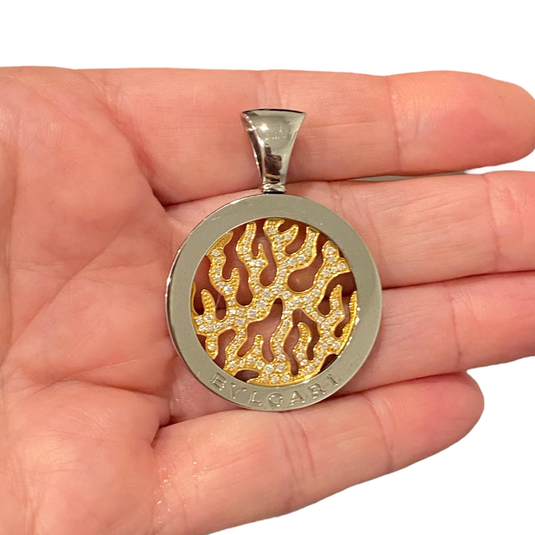 Vintage Bvlgari Tondo Feuer Diamant 18K Edelstahl Anhänger 3