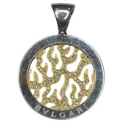 Vintage BVLGARI Tondo Feuer-Diamant-Anhänger aus 18 Karat Edelstahl, Vintage