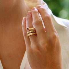 Vintage Bvlgari Tourmaline Tubogas Serpenti Coiled Snake Ring in 18k Yellow Gold