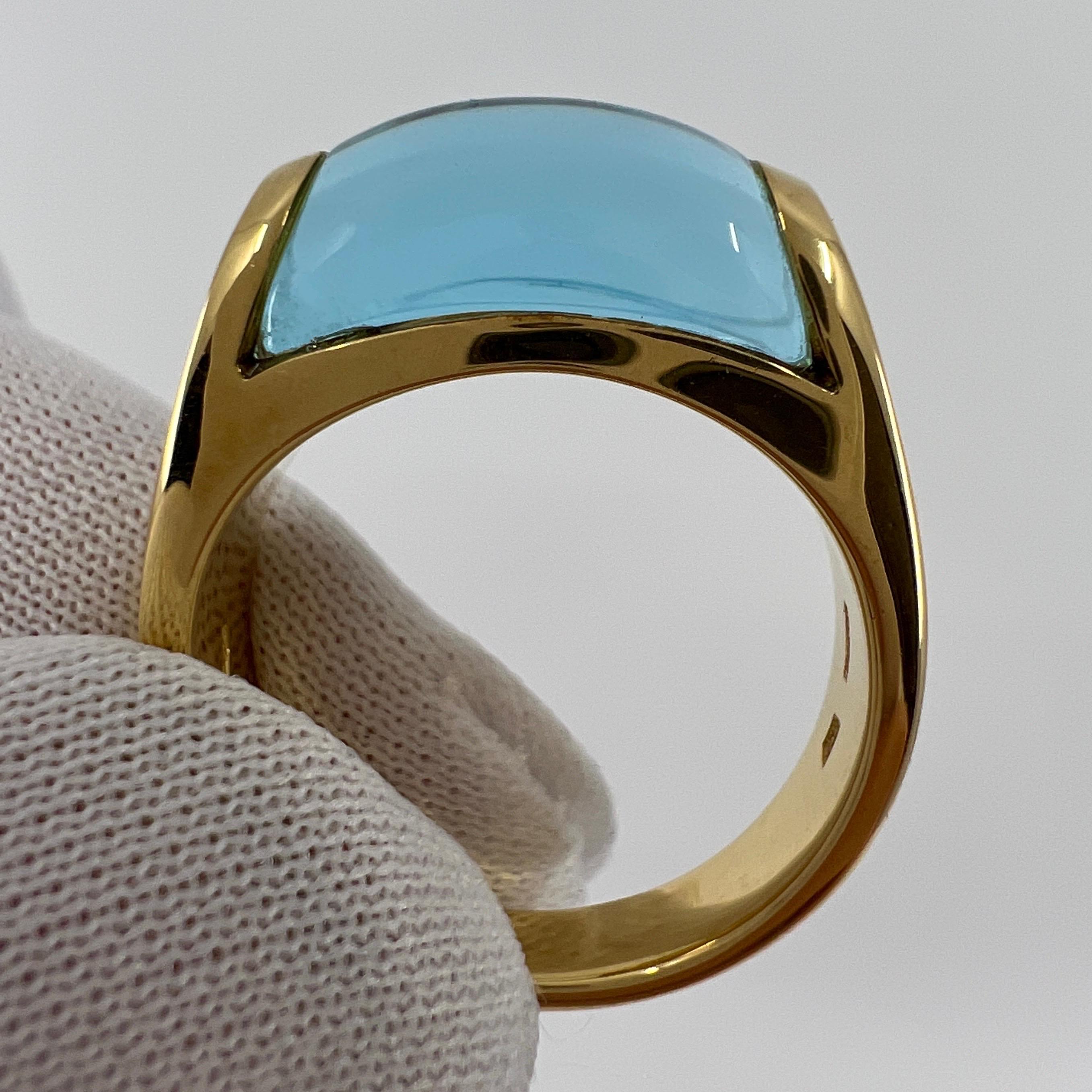 Bvlgari Vintage Tronchetto Or Jaune 18k Topaze Bleue Dome Ring with Box en vente 5