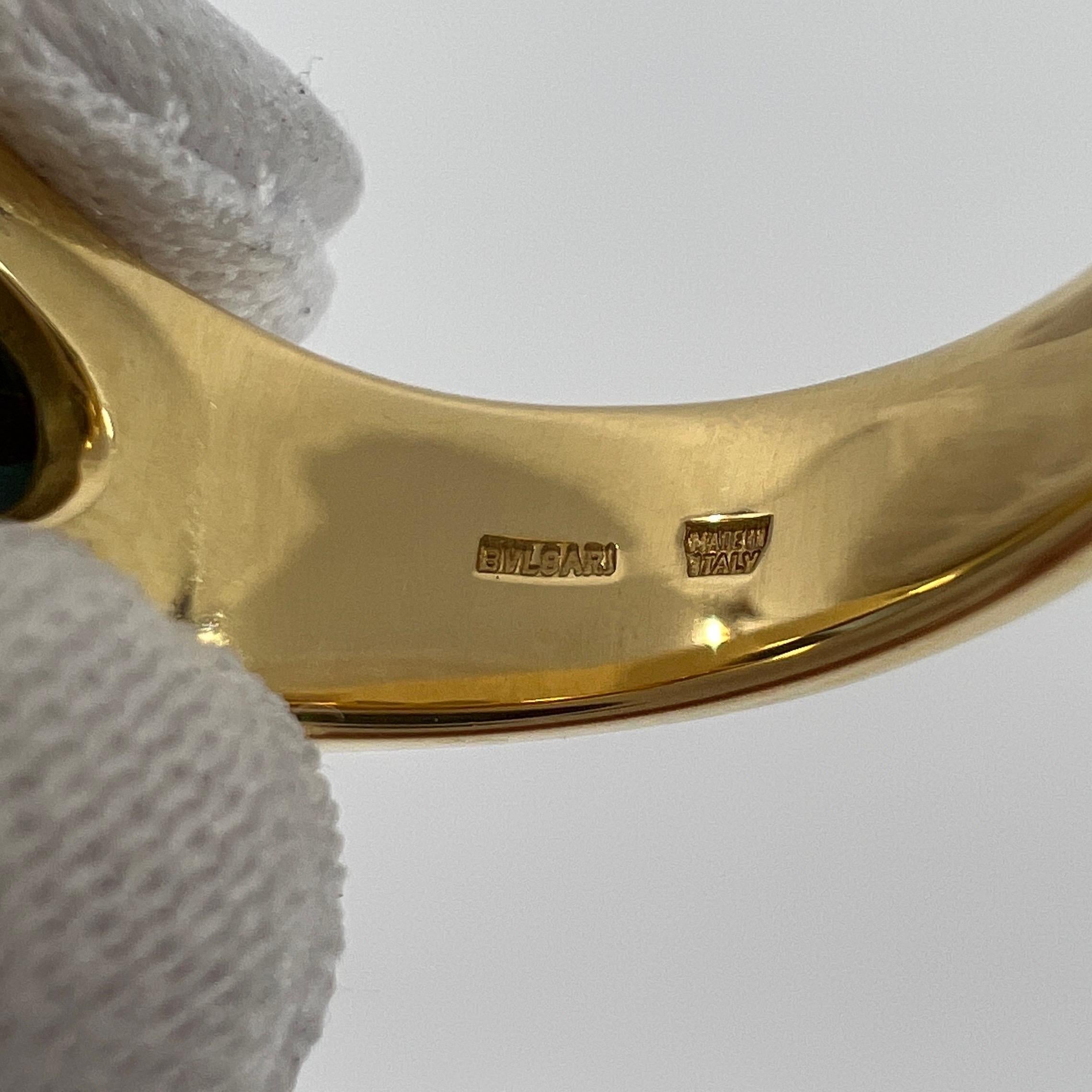 Vintage Bvlgari Tronchetto 18k Yellow Gold Blue Topaz Dome Ring with Box 2