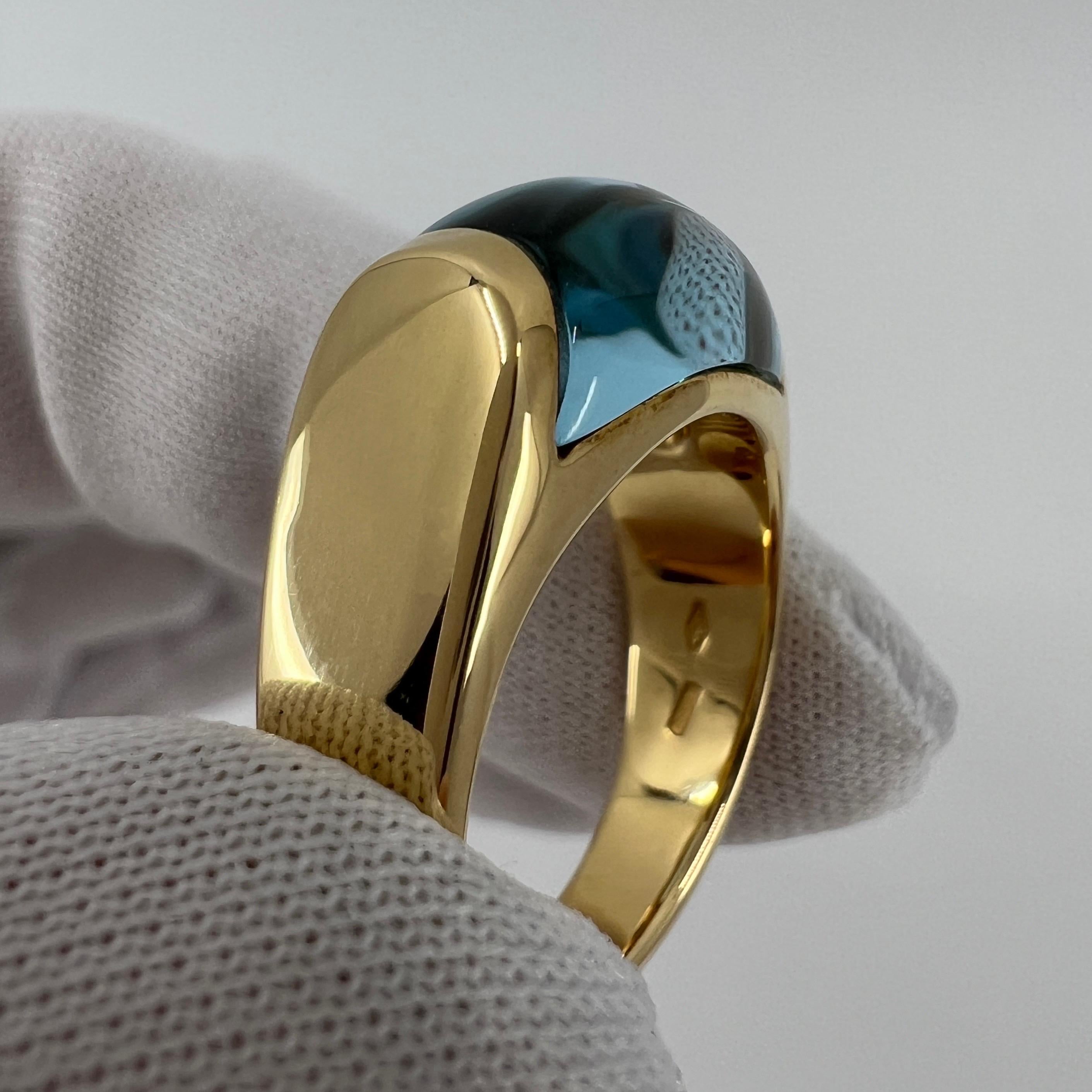 Bvlgari Vintage Tronchetto Or Jaune 18k Topaze Bleue Dome Ring with Box en vente 3