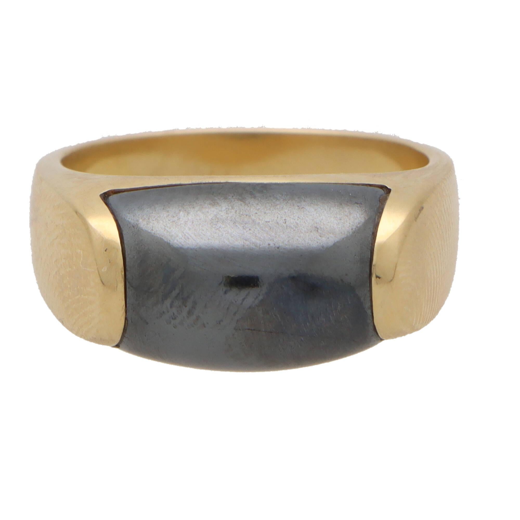  Bvlgari Bague vintage bombée Tronchetto en or jaune 18 carats sertie d'hématite Unisexe 