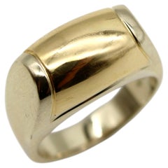 Vintage Bvlgari Two-Tone 18K Gold Tronchetto Ring, Italy, Circa 1980
