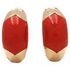 Vintage Bvlgari Tronchetto Yellow Gold Coral Earrings