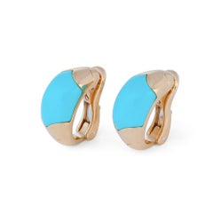 Vintage Bvlgari Tronchetto Yellow Gold Turquoise Earrings