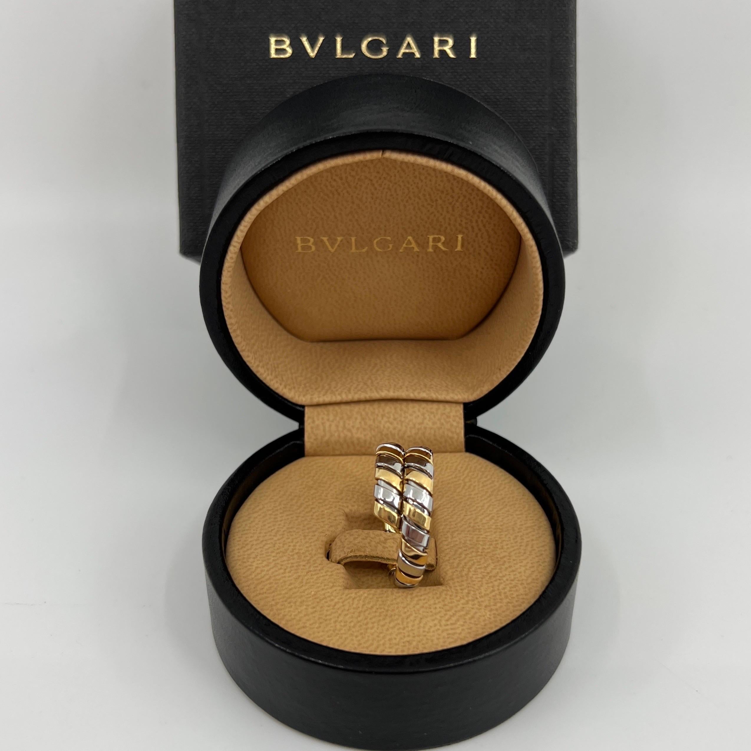 Vintage Bvlgari Tubogas 18 Karat Yellow Gold & Steel Flexi Snake Band Ring For Sale 5