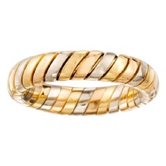 Vintage Bvlgari Tubogas 18 Karat Gelb Rose Weißgold Tricolor Band Swirl Ring