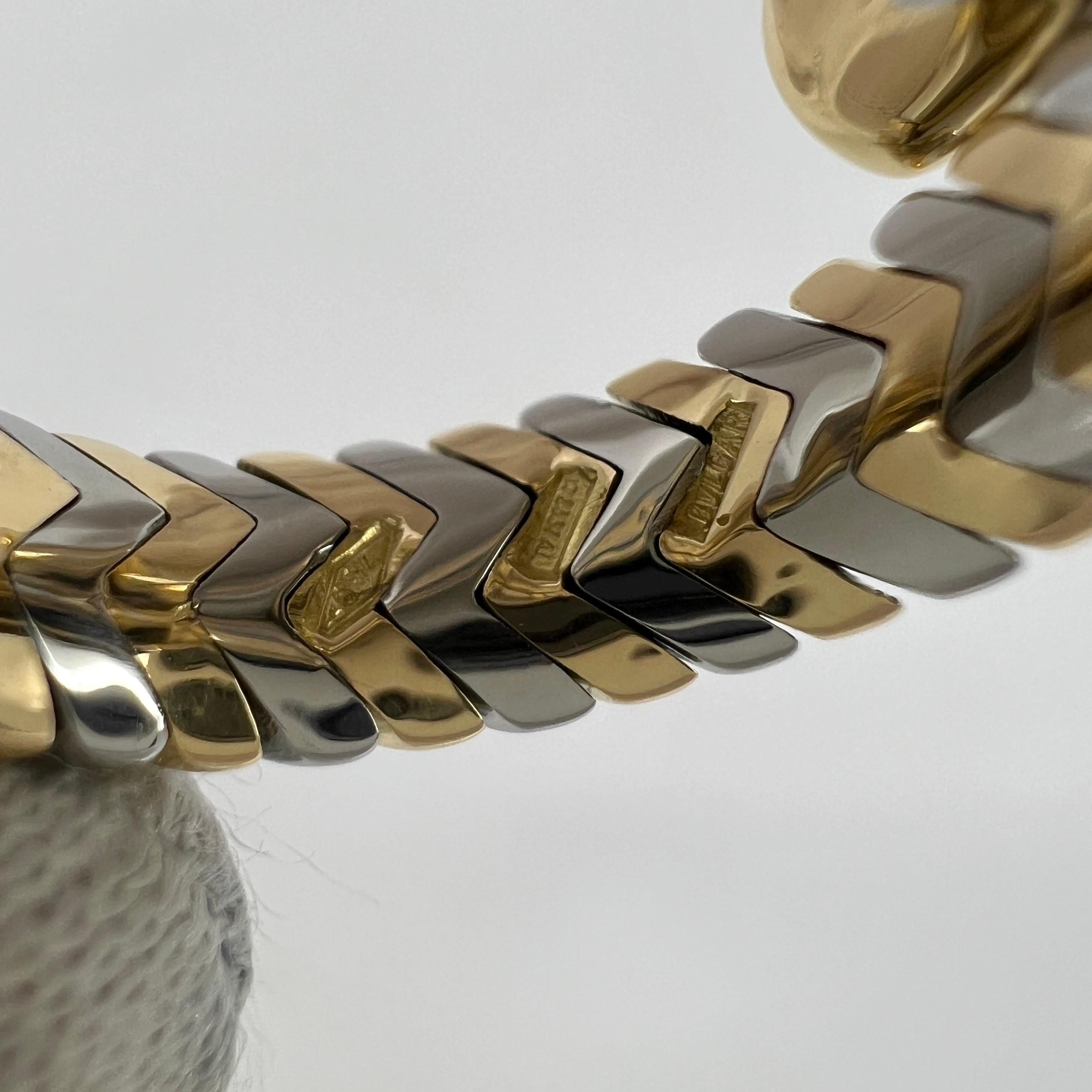 Vintage Bvlgari Tubogas 18k Yellow Gold & Steel Snake Bypass Parentesi Ring 6