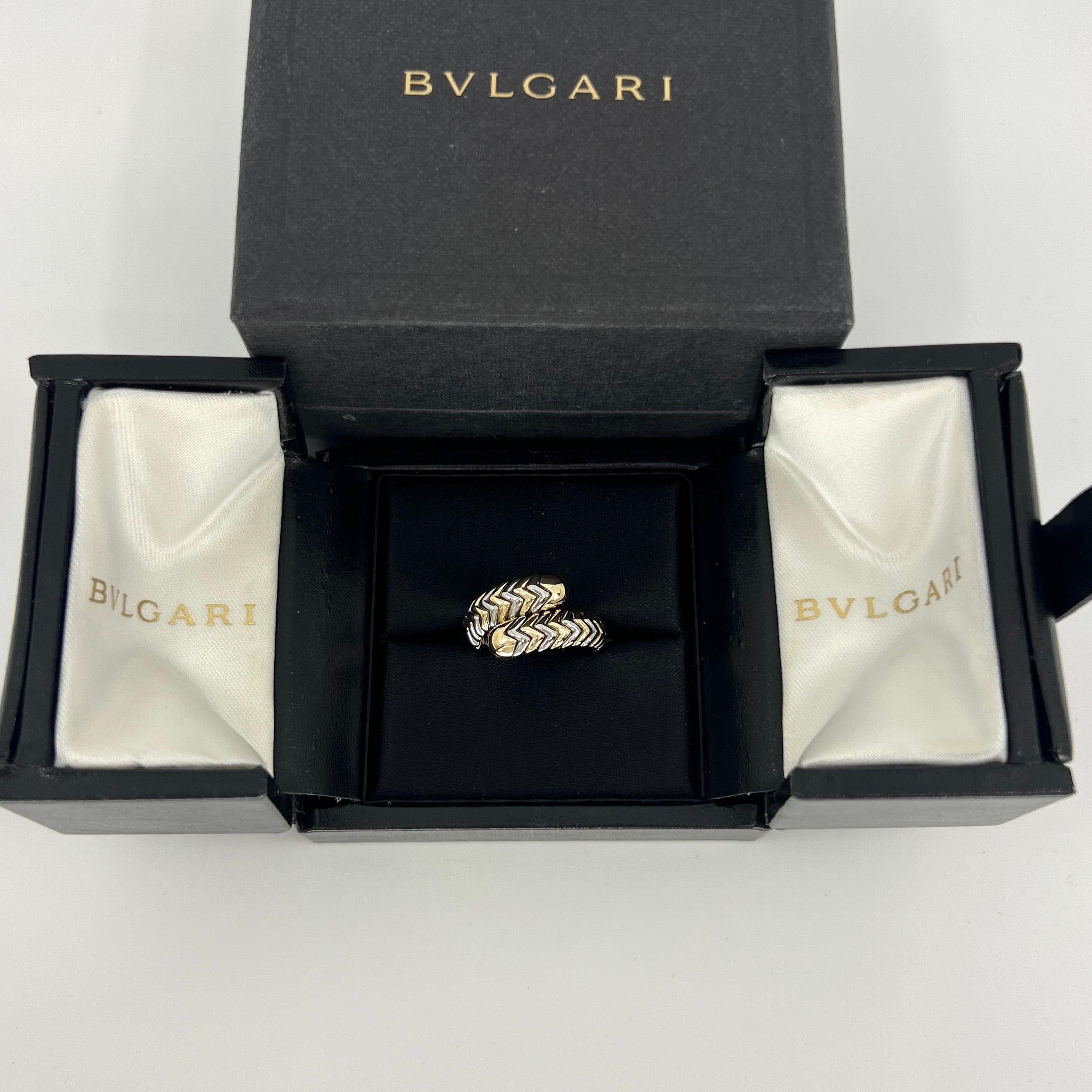 Vintage Bvlgari Tubogas 18k Yellow Gold & Steel Snake Bypass Parentesi Ring 7