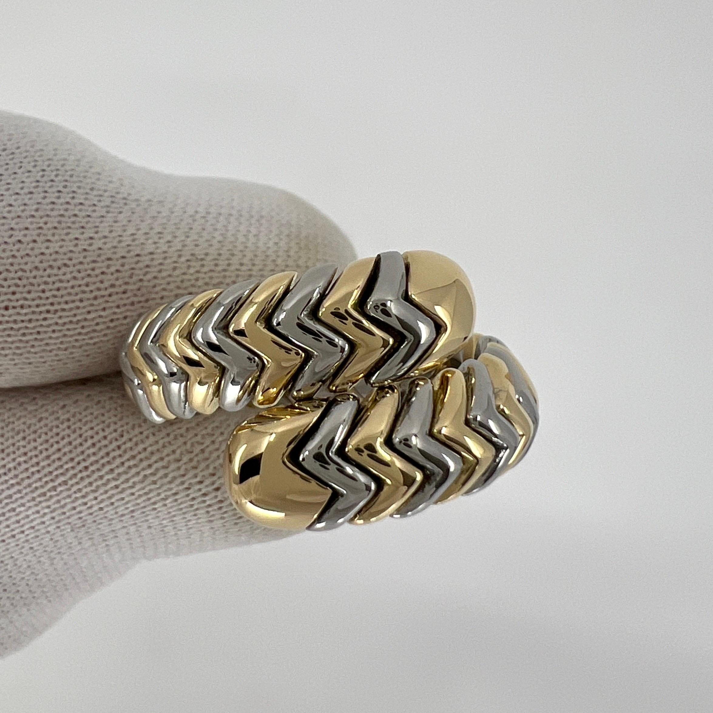 Women's or Men's Vintage Bvlgari Tubogas 18k Yellow Gold & Steel Snake Bypass Parentesi Ring