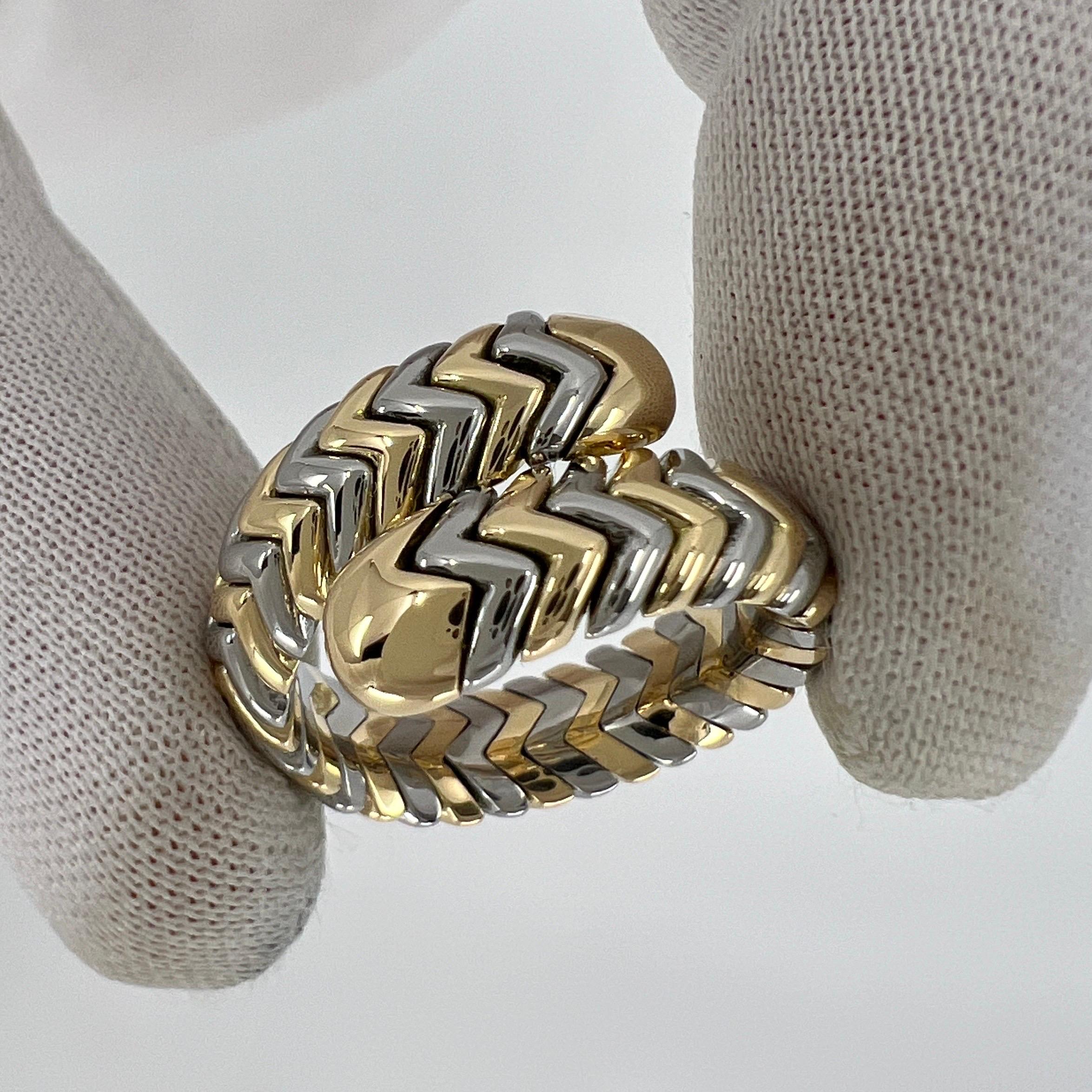 Vintage Bvlgari Tubogas 18k Yellow Gold & Steel Snake Bypass Parentesi Ring 1