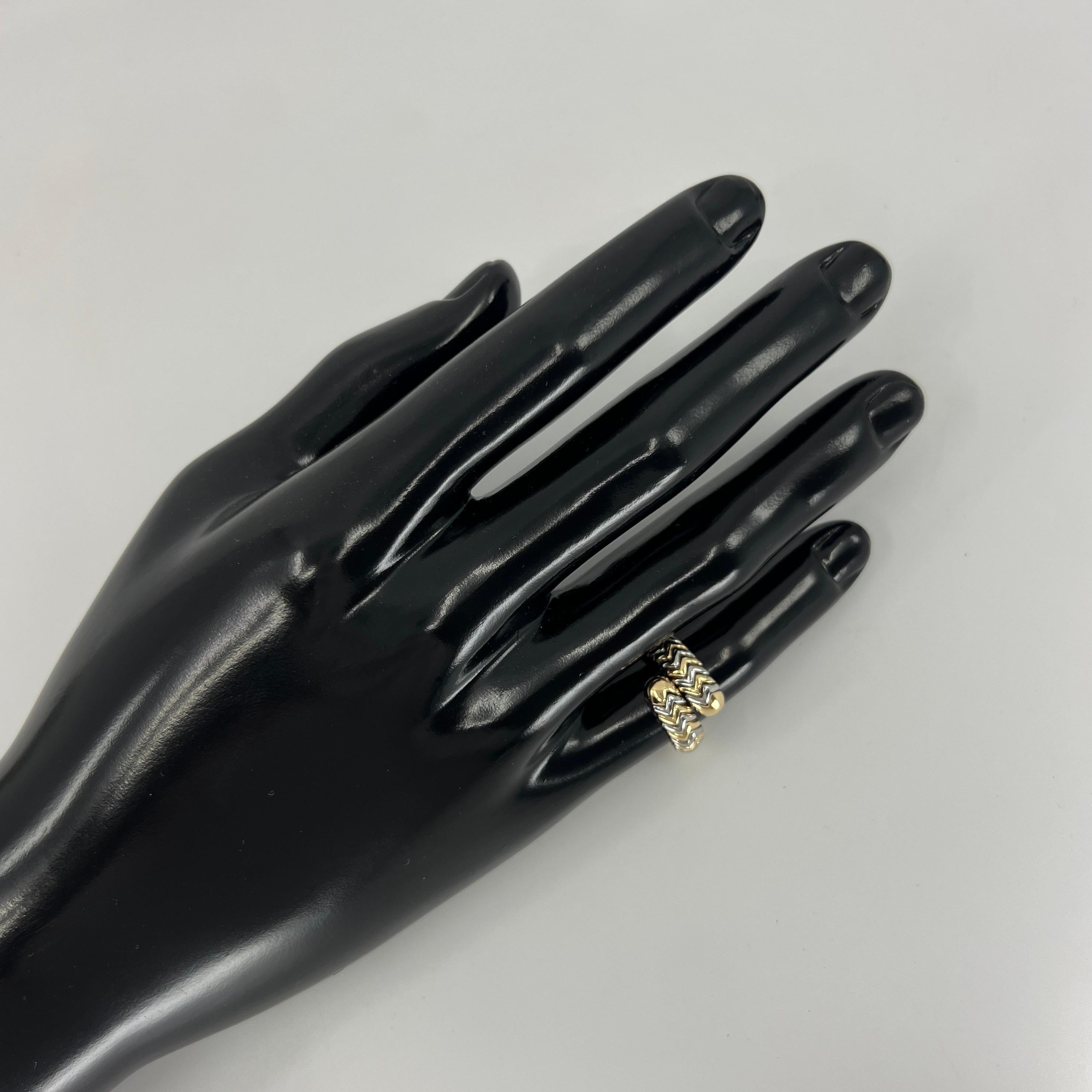 Vintage Bvlgari Tubogas 18k Yellow Gold & Steel Snake Bypass Parentesi Ring 2