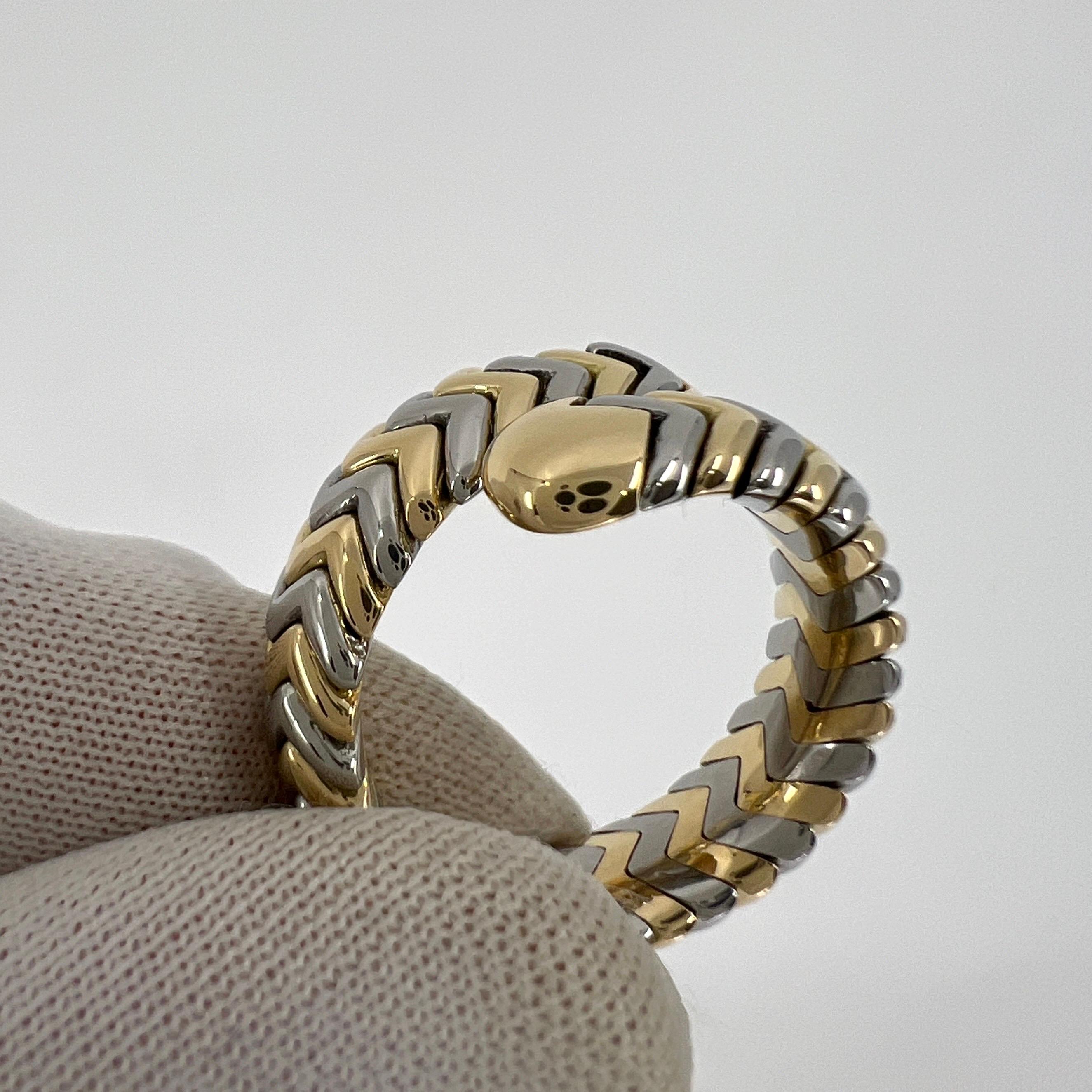 Vintage Bvlgari Tubogas 18k Yellow Gold & Steel Snake Bypass Parentesi Ring 3