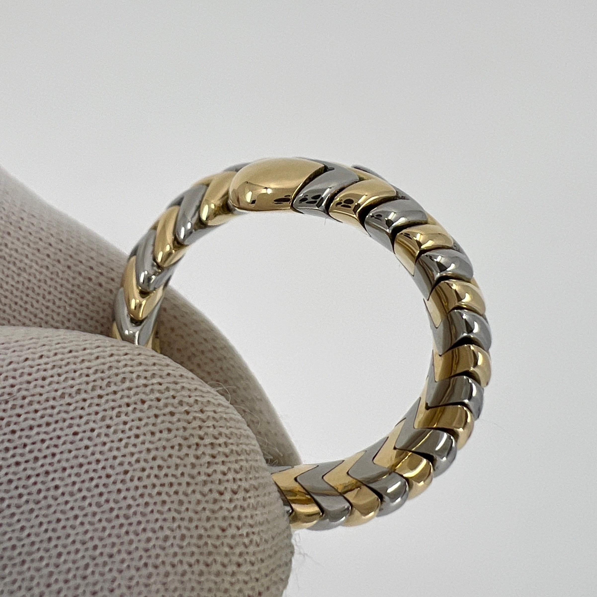 Vintage Bvlgari Tubogas 18k Yellow Gold & Steel Snake Bypass Parentesi Ring 5