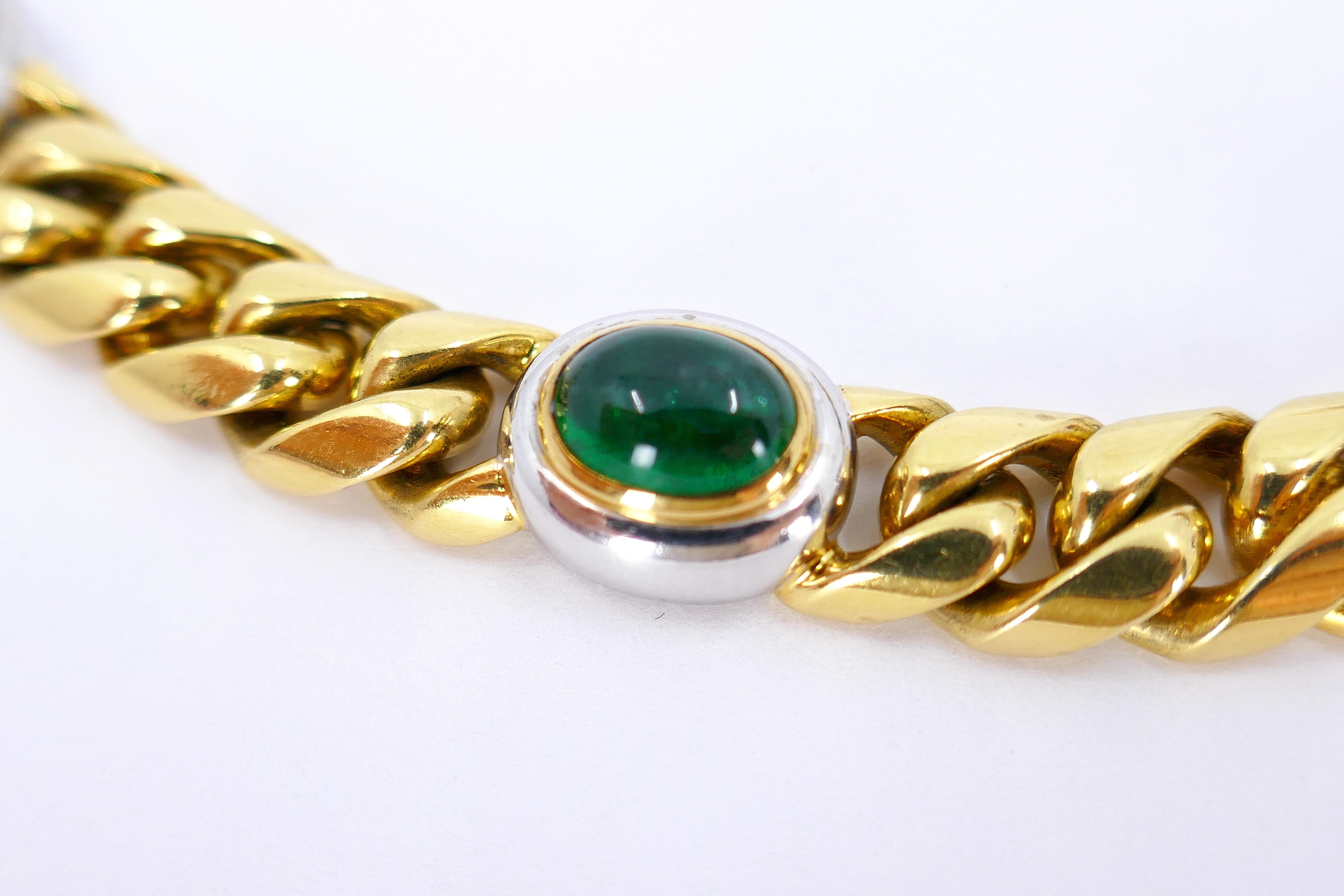 Vintage Bvlgari Two-tone 18k Gold Cabochon Link Bracelet  In Good Condition In Beverly Hills, CA