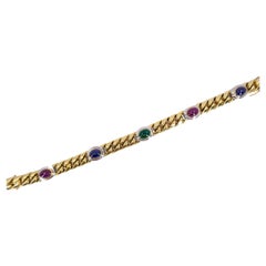 Bvlgari Bracelet à maillons vintage bicolore en or 18 carats avec cabochon 
