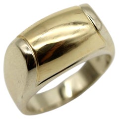 Vintage Bvlgari Two-Tone 18K Gold Tronchetto Ring, Italy, Circa 1980